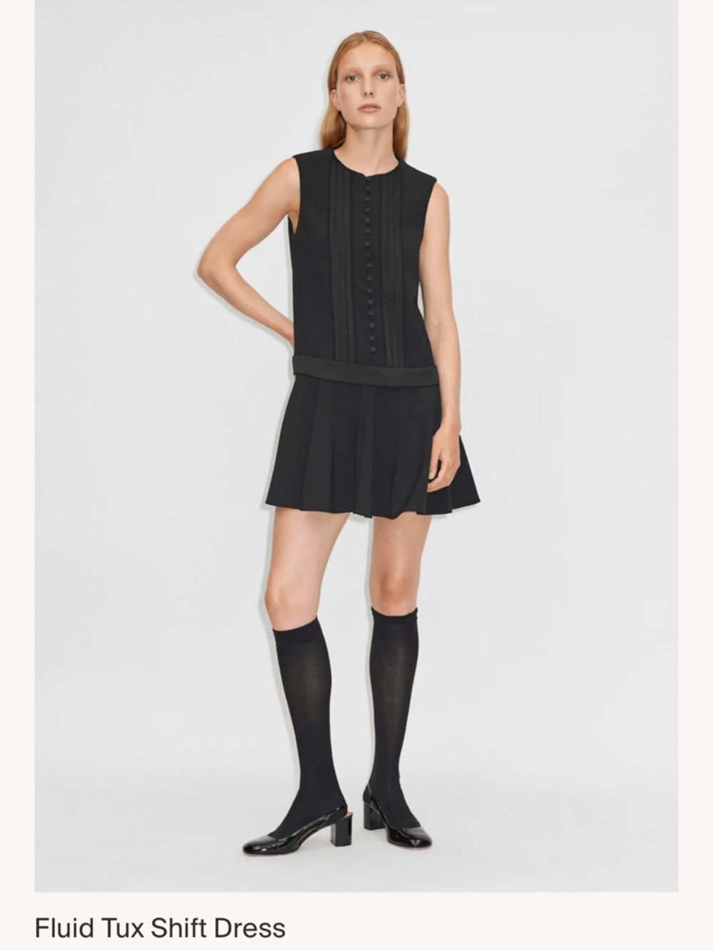 ME+EM Black Fluid Tux Shift Dress US‎ 10 Sleeveless Pleated Mini Dress